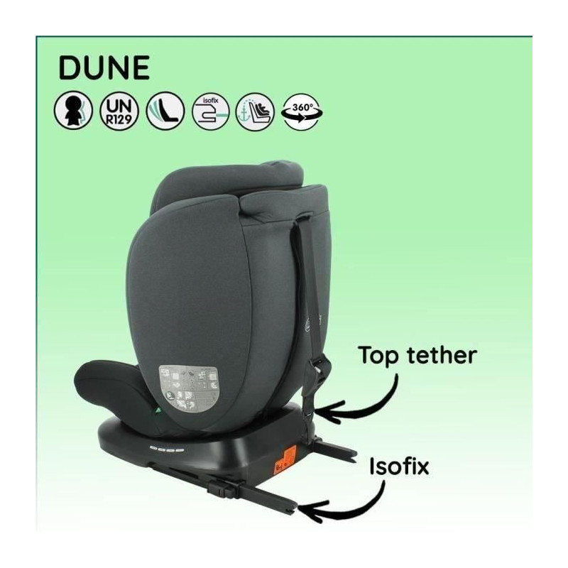 Isofix car seat NANIA DUNE 40-150 cm R129 – 0 to 10 years – Rear f