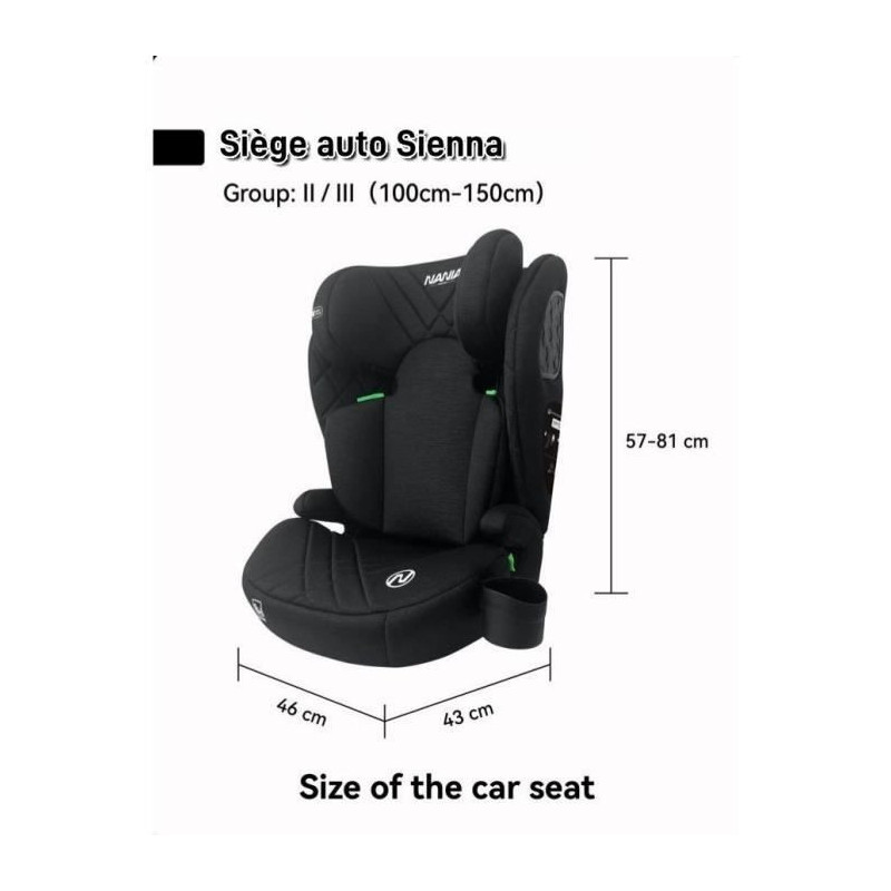 Belted car seat - NANIA - SIENNA - Group 2/3 - I-size - Black