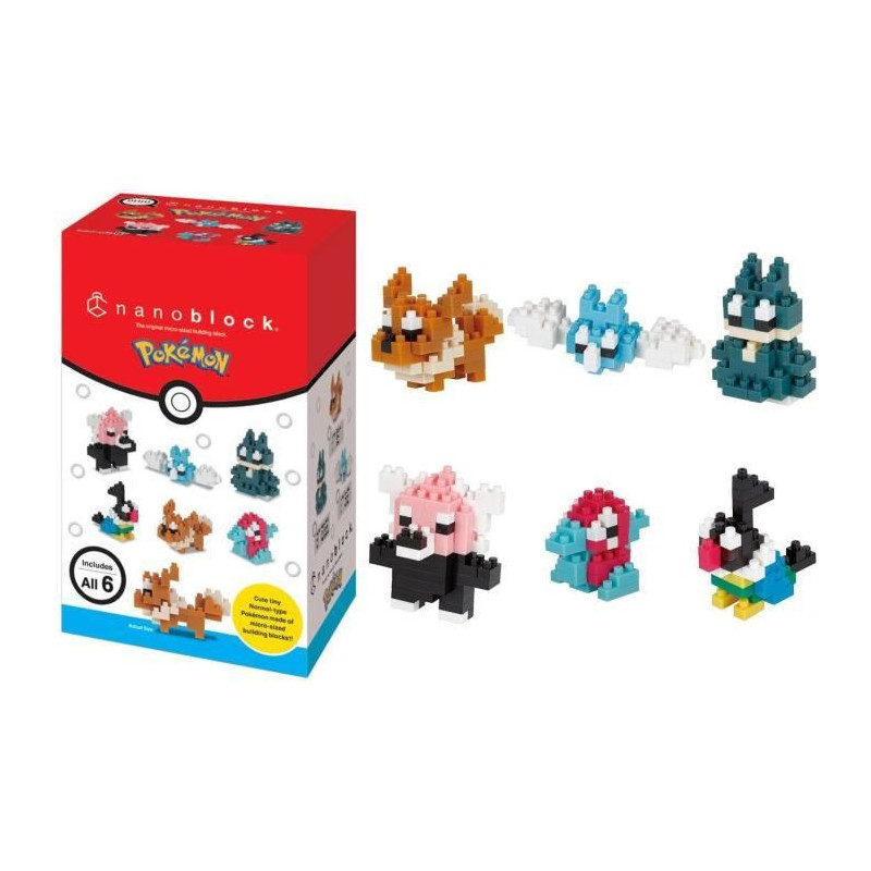 6-Piece Brick Figure Set - BANDAI - NANOBLOCK - Normal Type Pokémon P