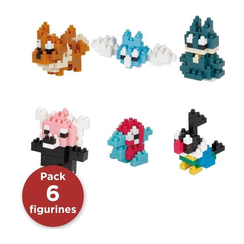 6-Piece Brick Figure Set - BANDAI - NANOBLOCK - Normal Type Pokémon P