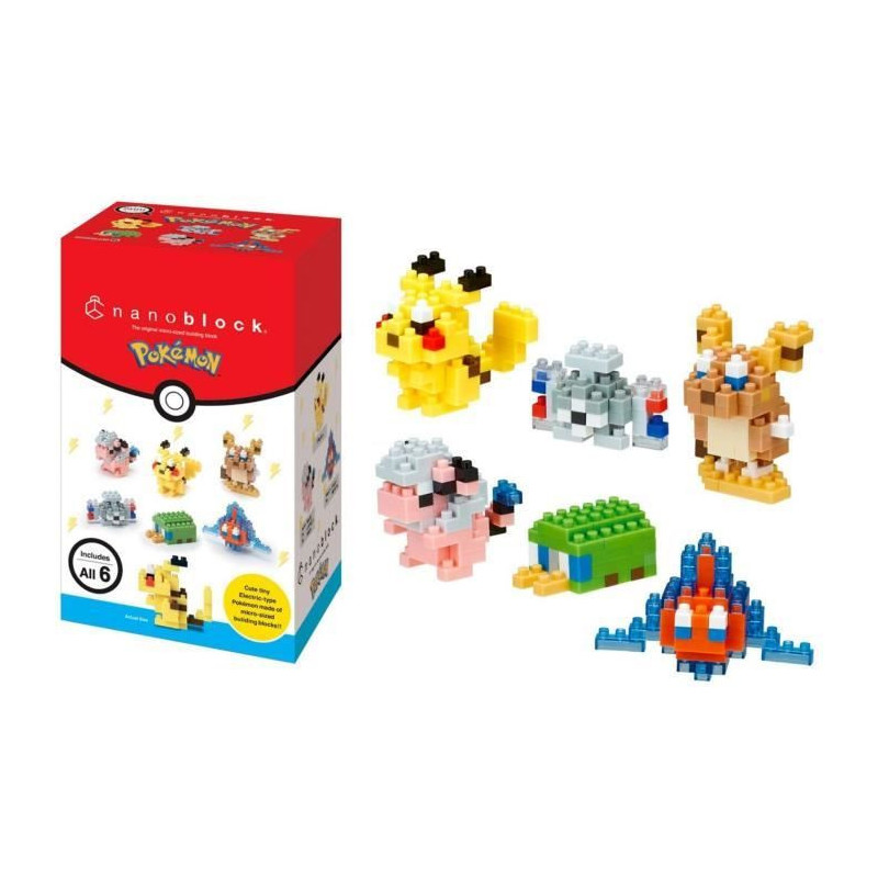 6-Piece Brick Figure Set - BANDAI - NANOBLOCK - Electric Pokémon Pack