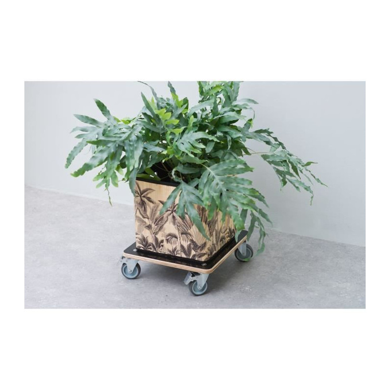 Nature Square plant trolley 38x38 cm black wood 446407