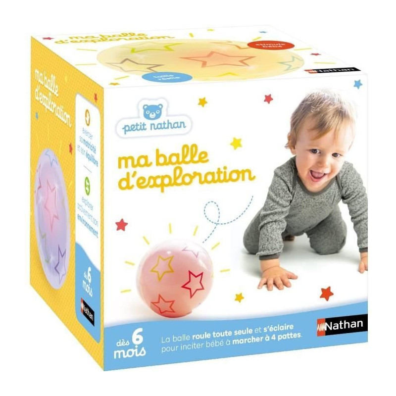 Toy - NATHAN - Exploration ball - Motor skills for babies, changes col