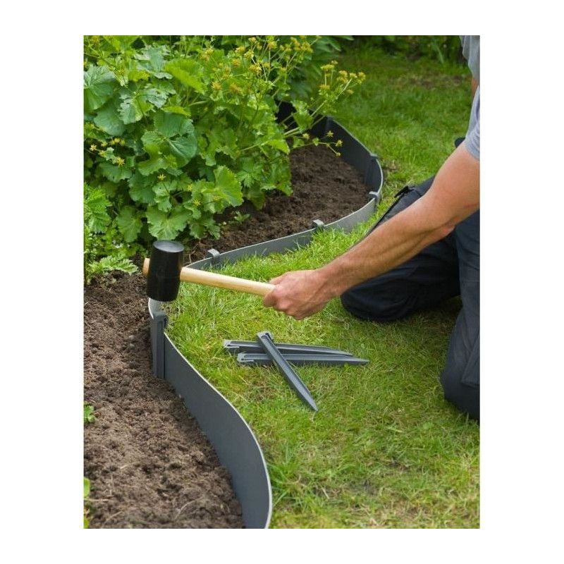 NATURE Lot of 10 anchors for garden border - Polypropylene - Gray - H1