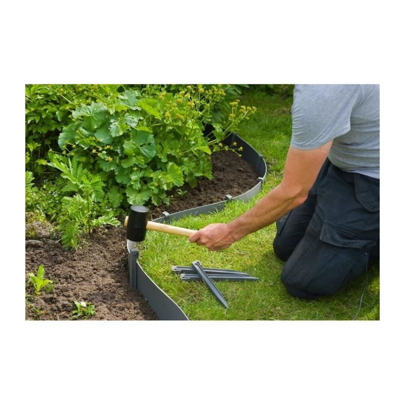 NATURE Lot of 10 anchors for garden border - Polypropylene - Gray - H1