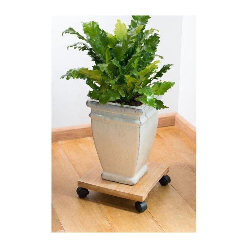 NATURE Roller table for plants - Bamboo composite - H8 x 30 x 30 cm