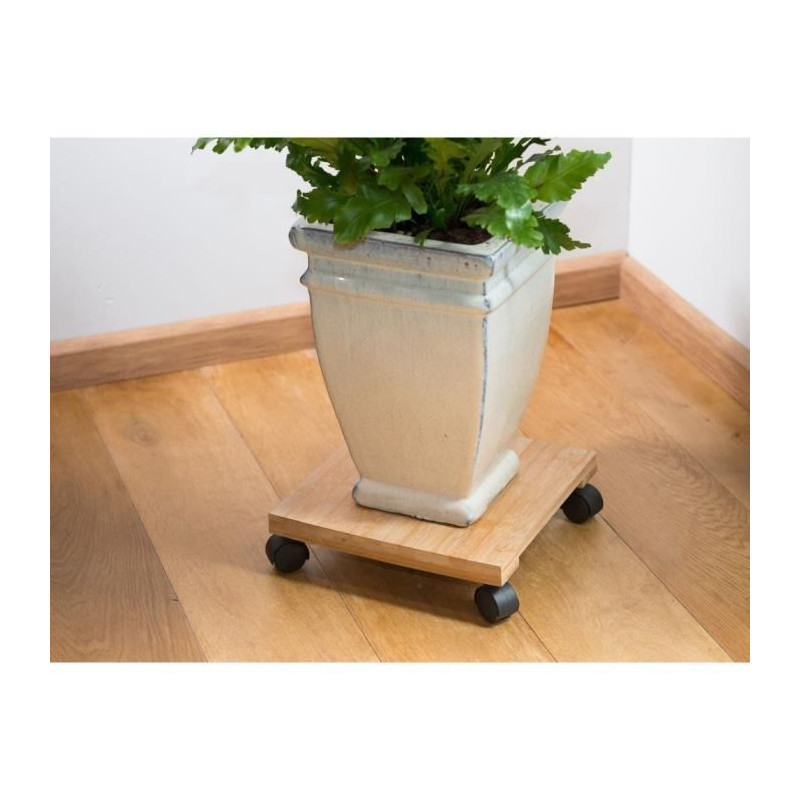 NATURE Roller table for plants - Bamboo composite - H8 x 30 x 30 cm