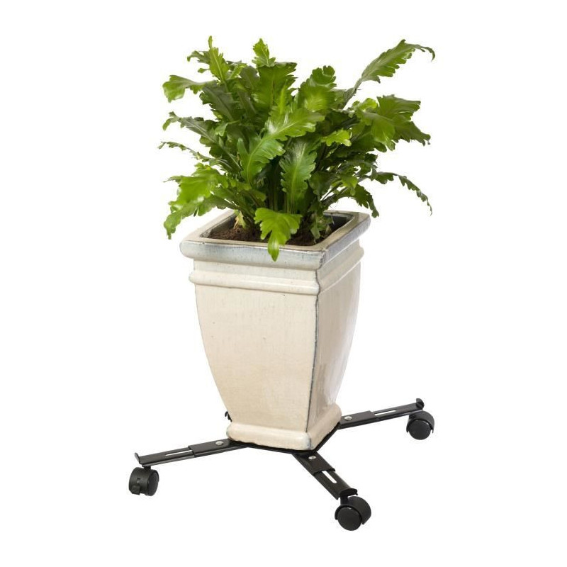NATURE Roller shelf for extendable plants - Black metal - H6 x 34/51 x