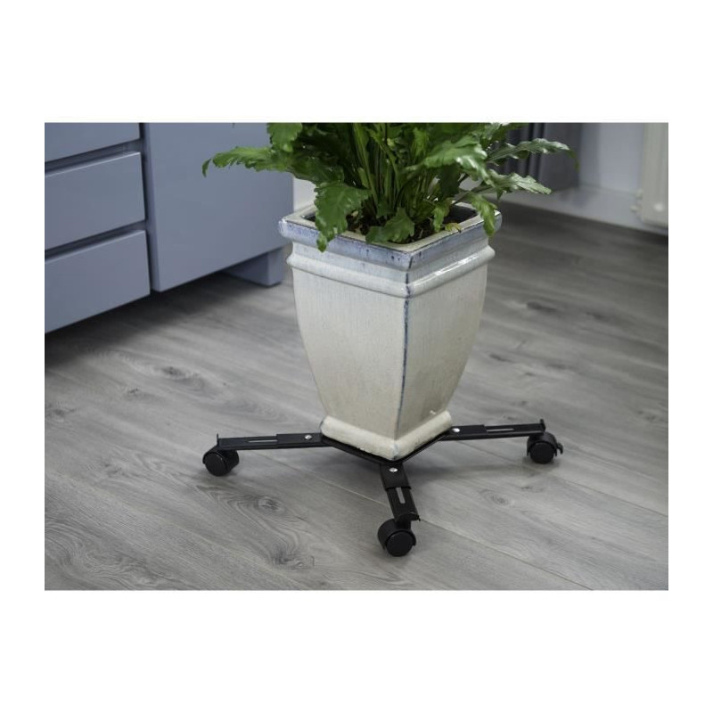 NATURE Roller shelf for extendable plants - Black metal - H6 x 34/51 x