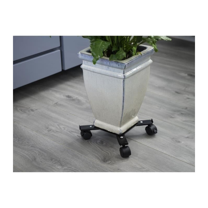 NATURE Roller shelf for extendable plants - Black metal - H6 x 34/51 x