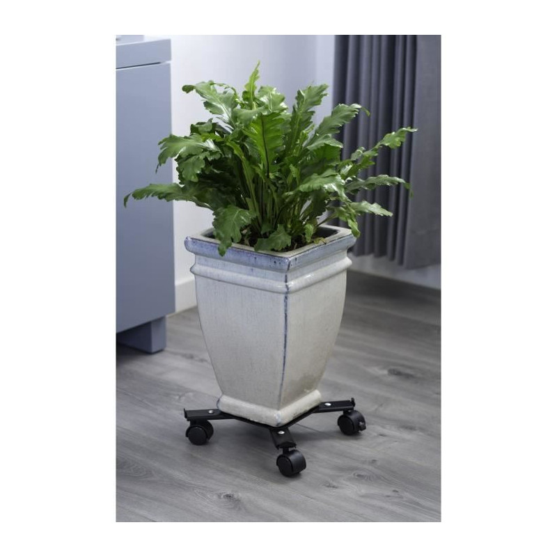NATURE Roller shelf for extendable plants - Black metal - H6 x 34/51 x