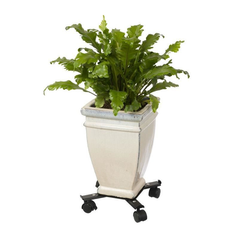 NATURE Roller shelf for extendable plants - Black metal - H6 x 34/51 x