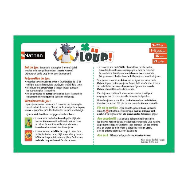NATHAN - Au Loup - Card Game
