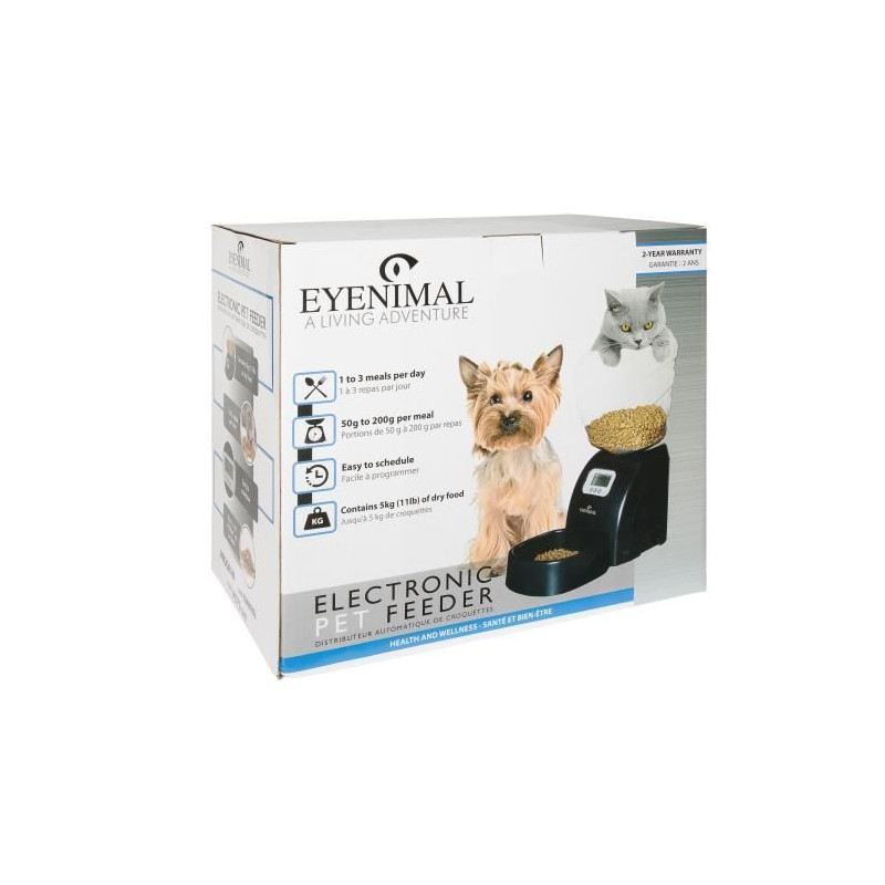 EYENIMAL 45x20x47 cm automatic kibble dispenser - Black - For cats and