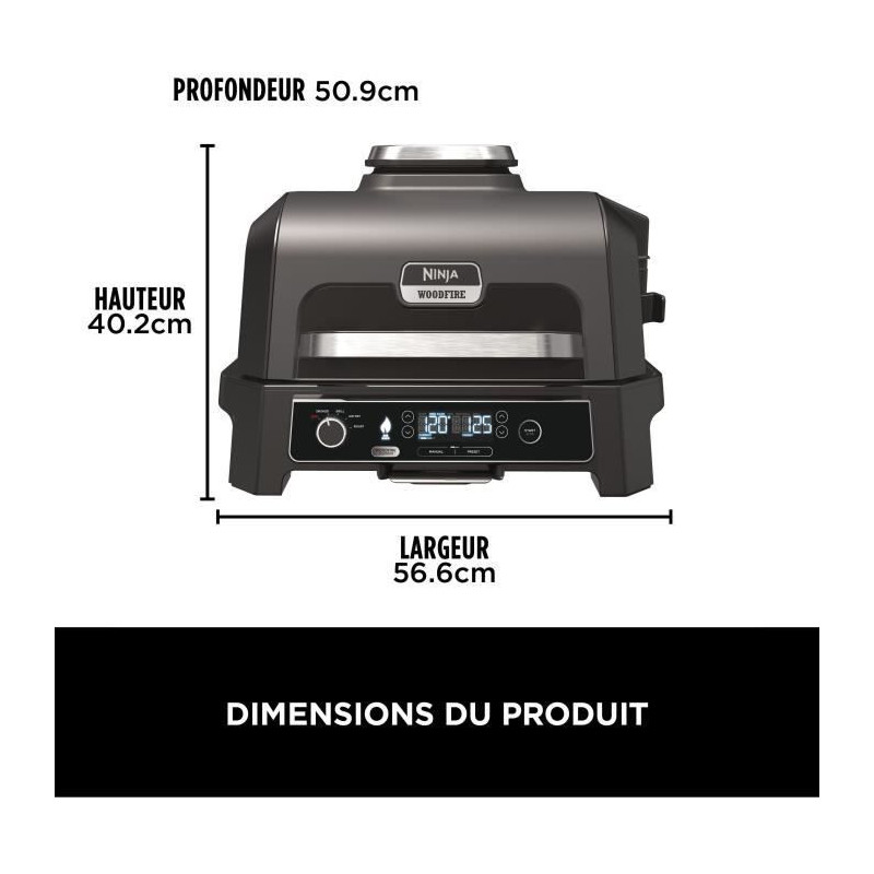 Electric barbecue and smoker with thermometer - NINJA - Woodfire Pro X