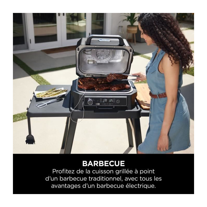 Electric barbecue and smoker with thermometer - NINJA - Woodfire Pro X