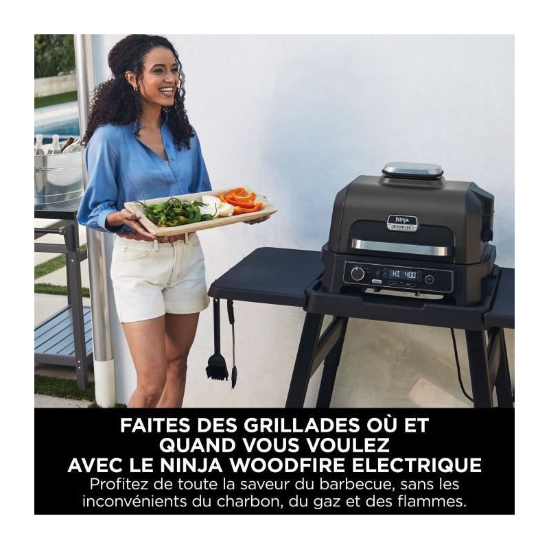 Electric barbecue and smoker with thermometer - NINJA - Woodfire Pro X