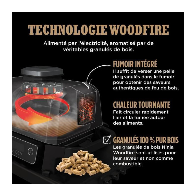 Electric barbecue - NINJA - Woodfire - OG701EU - Grill, smoker & air f