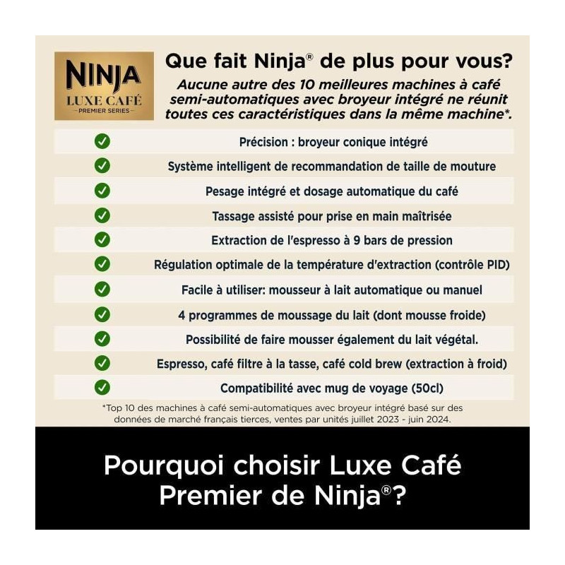Coffee machine - NINJA - ES601EU Luxe Premier - 1650 W - 2 Liters - St