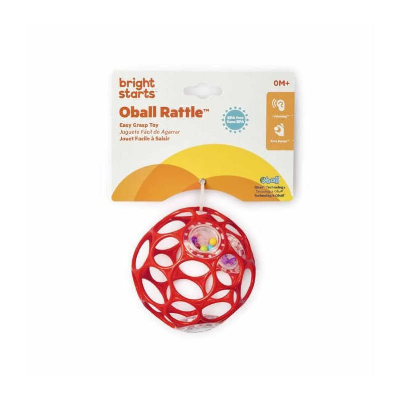BRIGHT STARS, Oball Easy-Grip Rattle BPA-Free Infant Toy, for Newborns