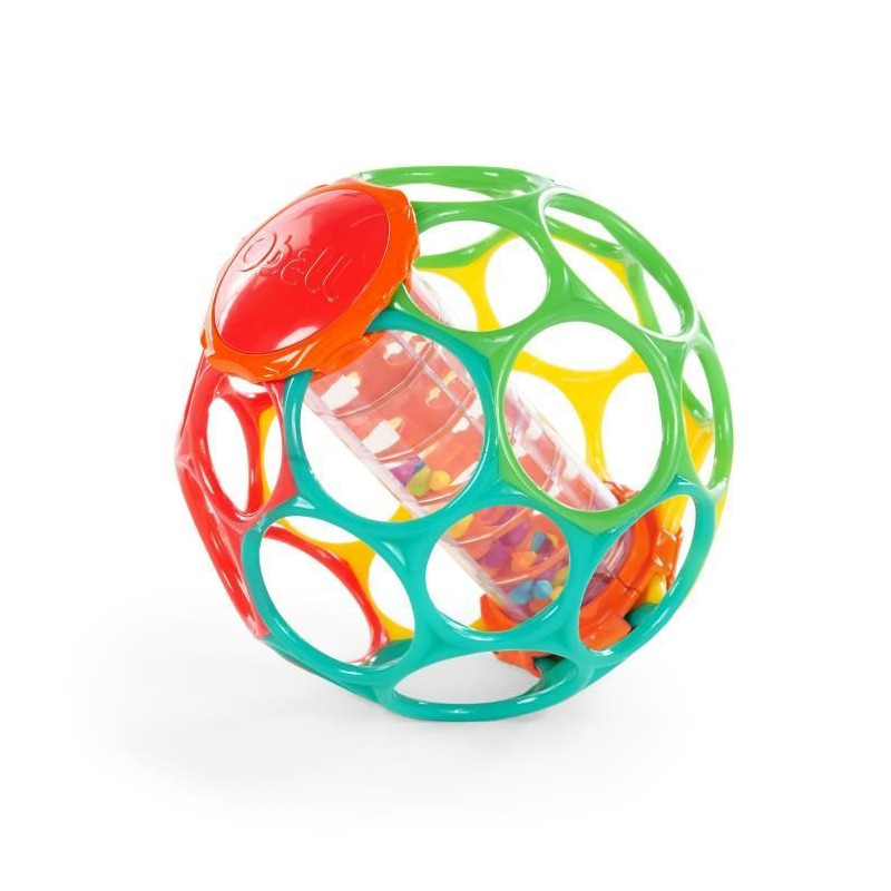 BRIGHT STARS Oball Easy-Grip Rain Stick BPA-Free Infant Toy, Red, Yell