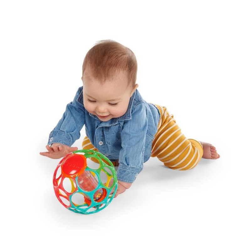 BRIGHT STARS Oball Easy-Grip Rain Stick BPA-Free Infant Toy, Red, Yell