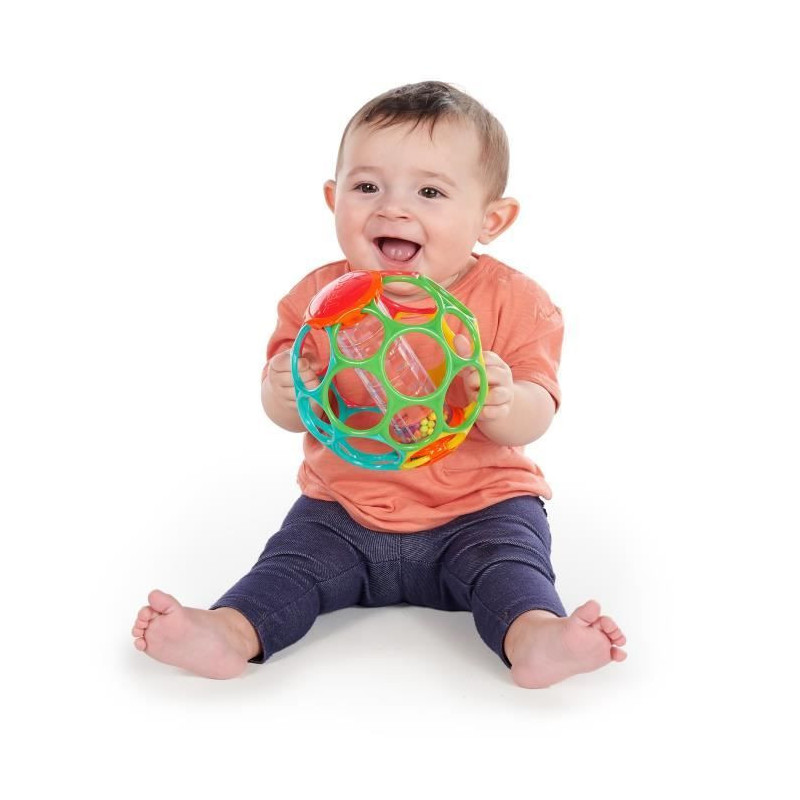 BRIGHT STARS Oball Easy-Grip Rain Stick BPA-Free Infant Toy, Red, Yell