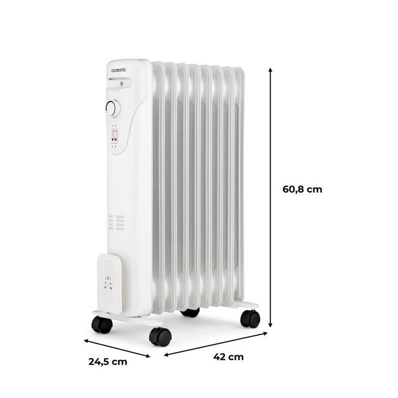 Electric oil bath radiator - 2000 watts - Oceanic - 3 powers - 9 eleme