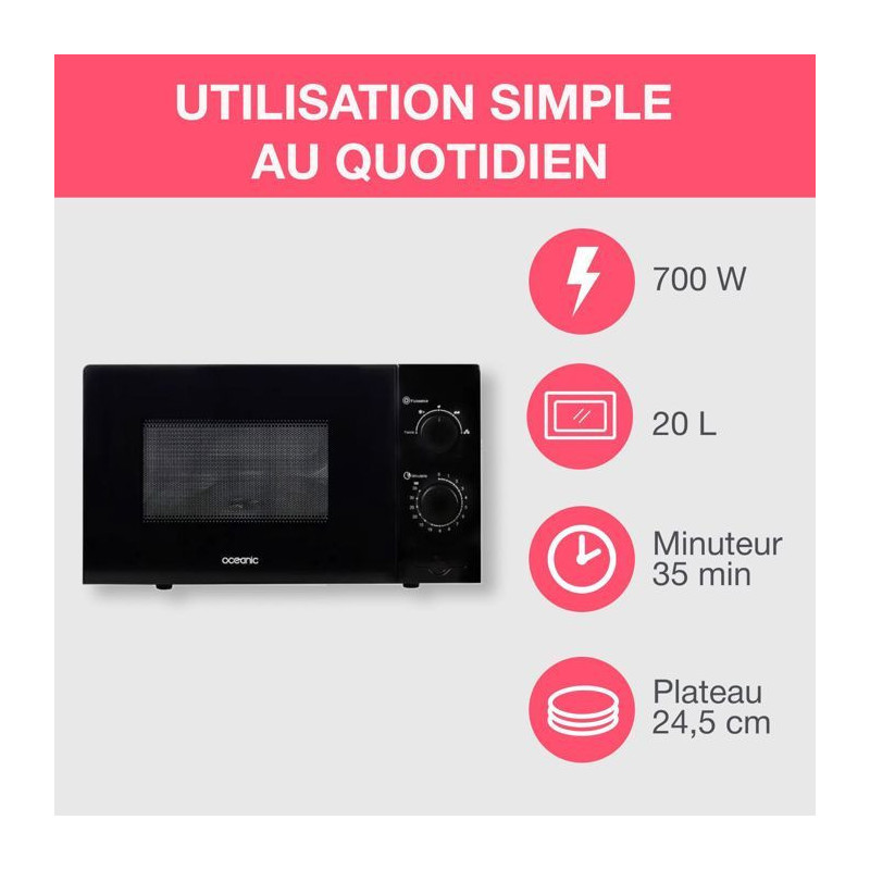OCEANIC MO20B11 Microwave Black L 45.4 x H26.1 x D32.6 cm - 20L