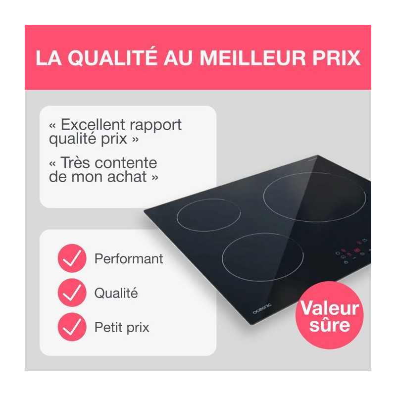 OCEANIC induction hob 3 burners L60 x D52 cm OCEATI3Z7B
