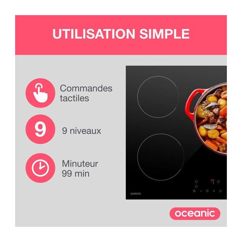 OCEANIC induction hob 3 burners L60 x D52 cm OCEATI3Z7B