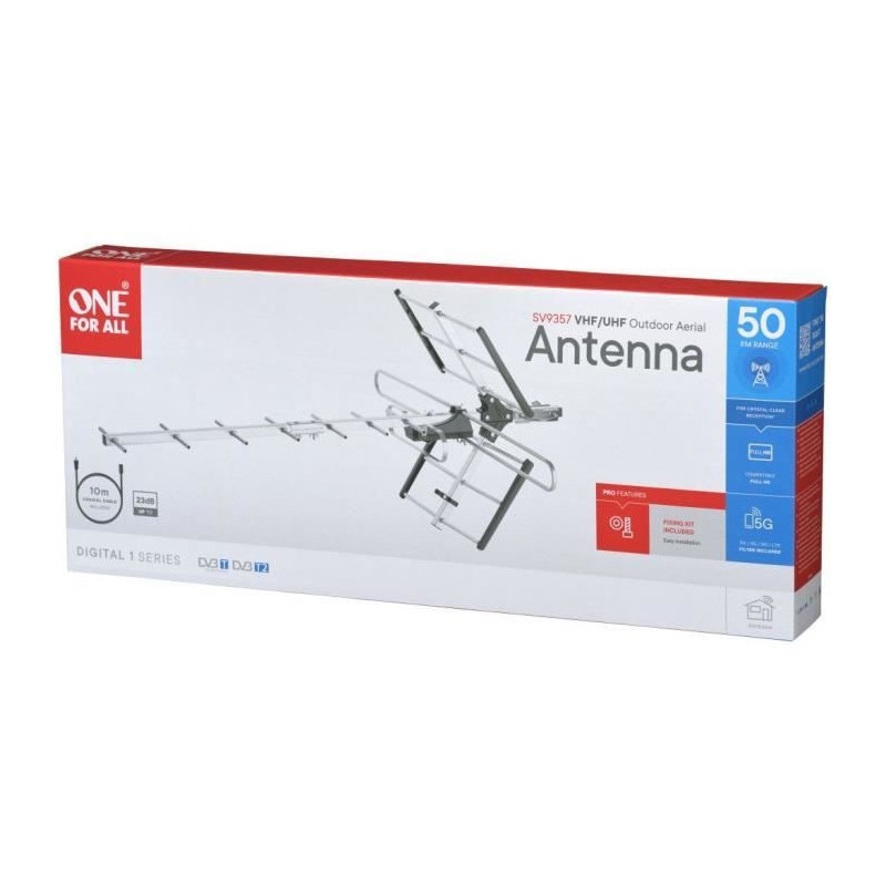 ONE FOR ALL SV9357 - Outdoor TV Antenna, Full HD, 4G Filter - Easy Mou