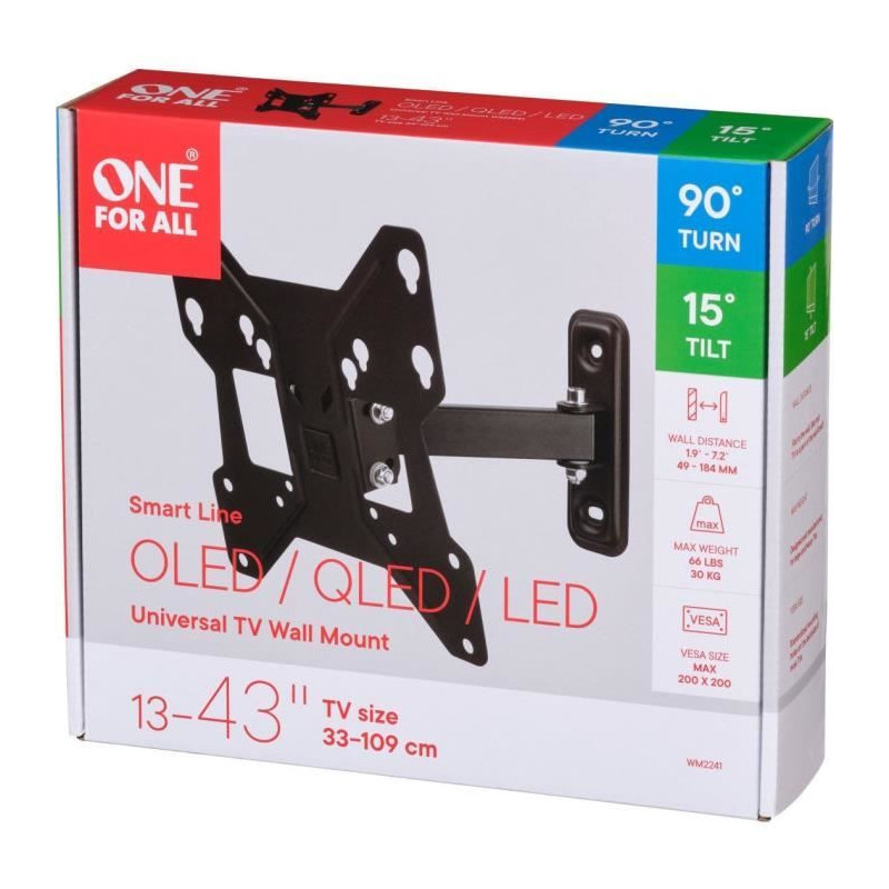 ONE FOR ALL WM2241 - Tilt & Rotate Wall Mount (90 °) for TVs from 13