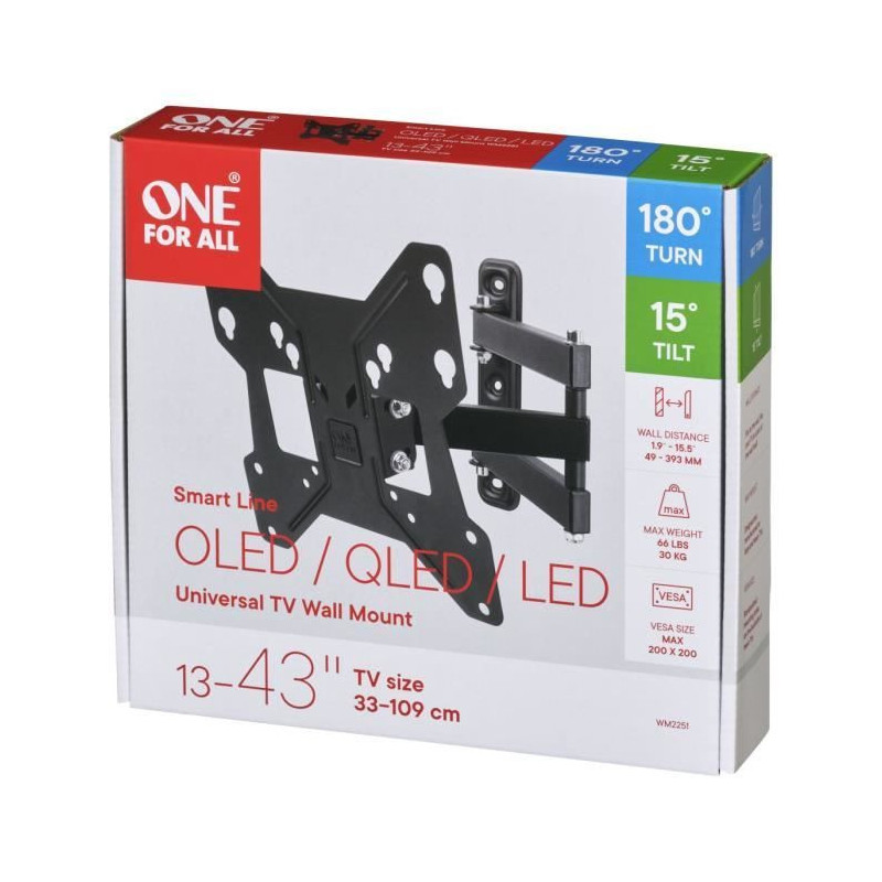 ONE FOR ALL WM2251 - Tilt & Rotate Wall Mount (180 °) for TVs from 13