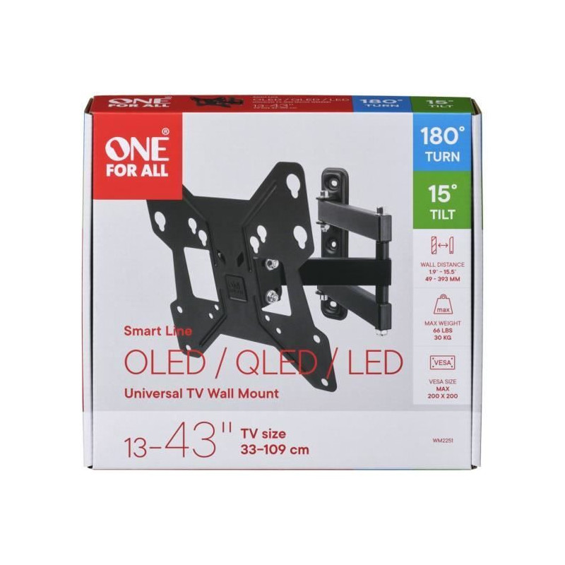 ONE FOR ALL WM2251 - Tilt & Rotate Wall Mount (180 °) for TVs from 13