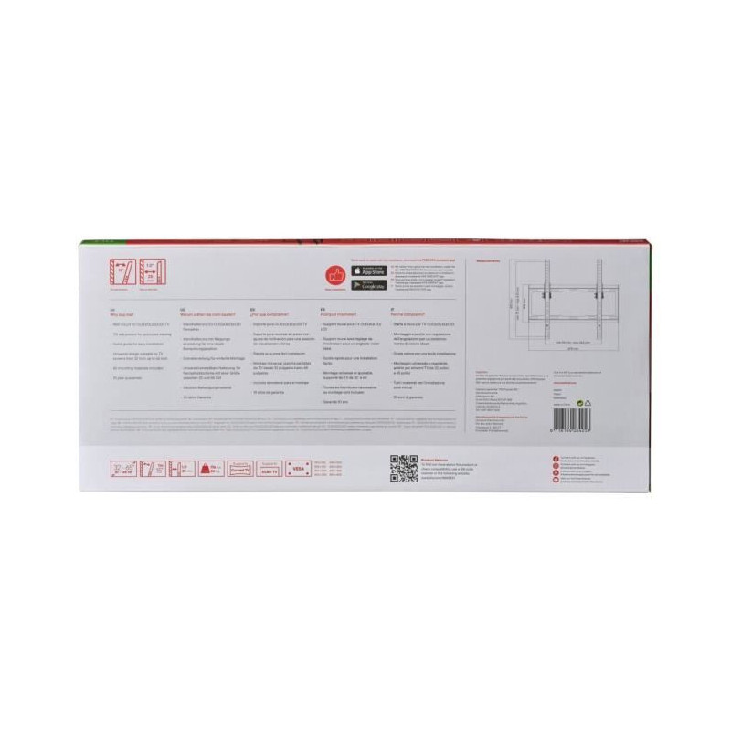ONE FOR ALL WM2421 - Wall Mount with Tilt Adjustment of 15 ° for TV f