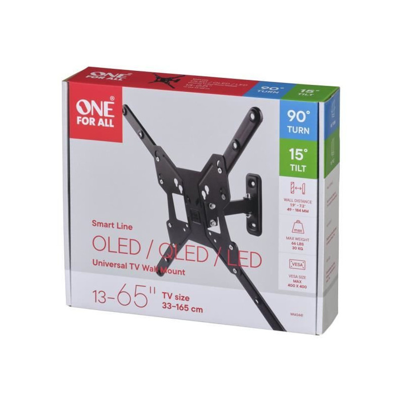 ONE FOR ALL WM2441 90 ° Tilt and Swivel Wall Mount for TVs from 33 to