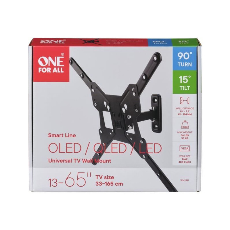 ONE FOR ALL WM2441 90 ° Tilt and Swivel Wall Mount for TVs from 33 to