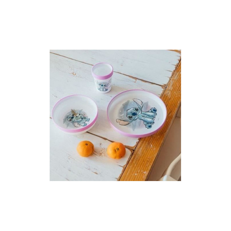 LILO and STITCH 3-PIECE MEAL SET: NON-SLIP CUP + BOWL + PLATE