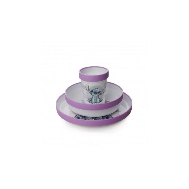 LILO and STITCH 3-PIECE MEAL SET: NON-SLIP CUP + BOWL + PLATE