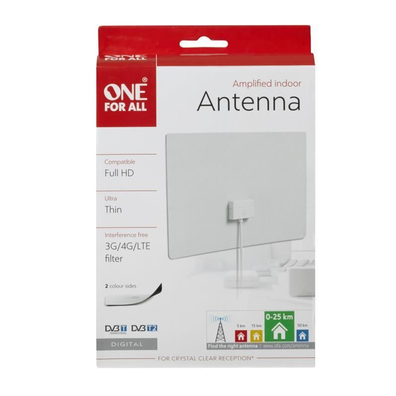 ONE FOR ALL SV9440 - Indoor antenna - Ultra flat for positioning behin