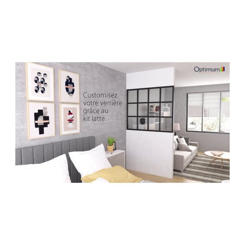 Horizontal slat kit - OPTIMUM - Fixed glass roof - H50 X W30 cm - Blac