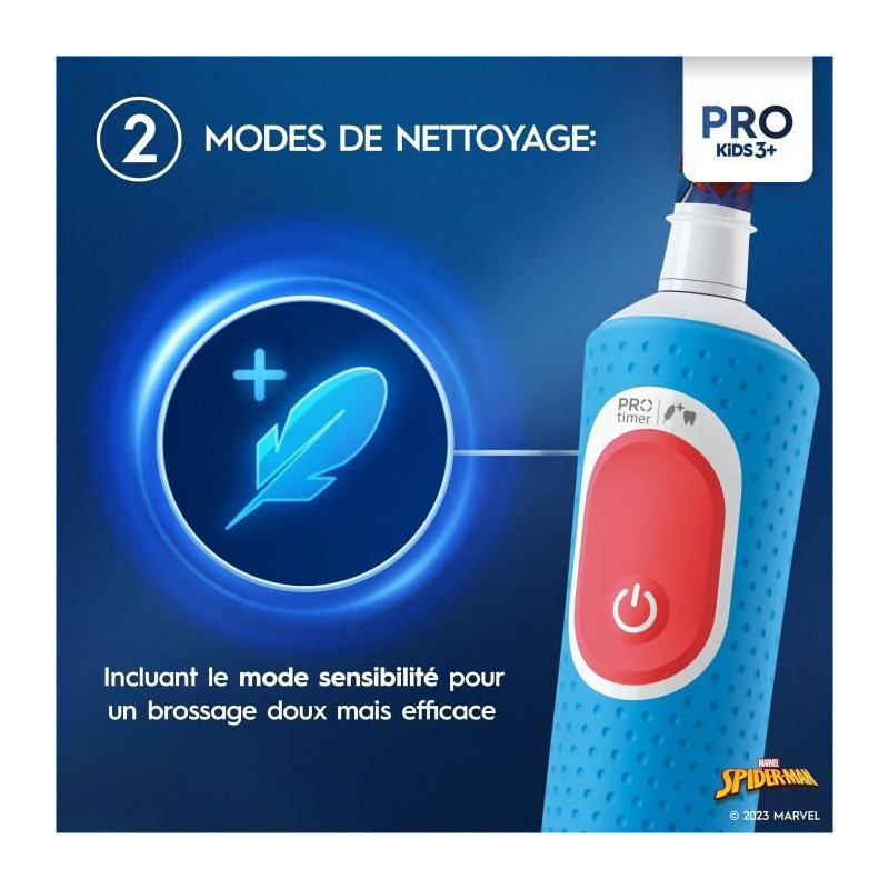 Oral-B Pro Kids Electric Toothbrush 1 Marvel Spider-Man Handle, 1 Brus