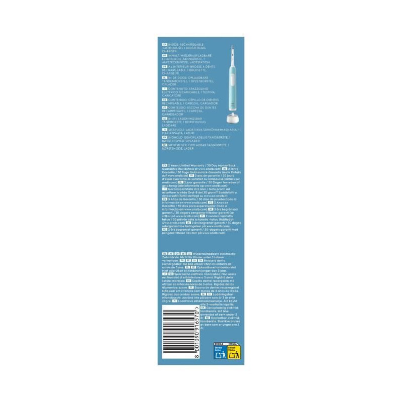 Electric toothbrush - ORAL-B Pro 1 - Sensitive Clean - Blue
