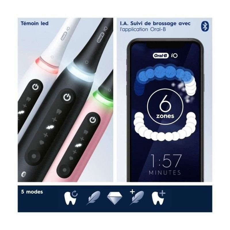 Oral-B iO 5 Pack of 2, Black and White Electric Toothbrushes, 2 Brush