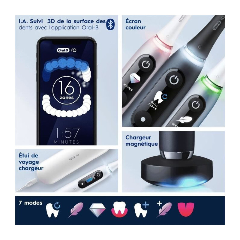 Oral -B io 9 - black electric teeth brush - Bluetooth connected, 1 bru