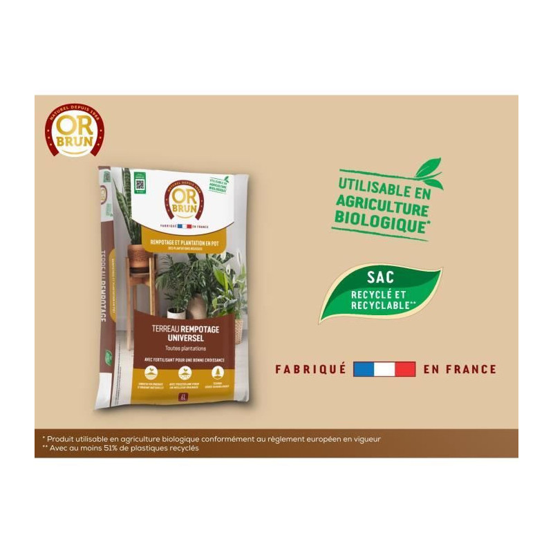 Universal potting soil - BROWN GOLD - OBRTREM6U - 6L - Improves growth