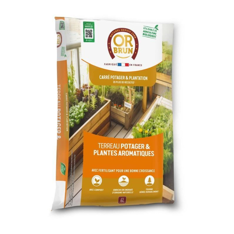 Vegetable soil & Aromatic plants - OR BRUN - OBRTARO6U - 6L - Fast gro