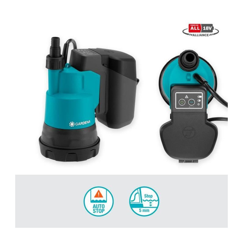 Gardena Shape Pump Light Water 200/2 Li-ion 18V P4A-Max 2000L/H & Pres
