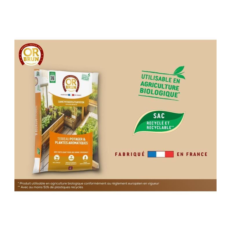 Vegetable soil & Aromatic plants - OR BRUN - OBRTARO6U - 6L - Fast gro